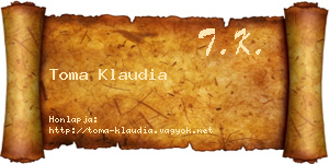 Toma Klaudia névjegykártya